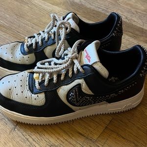 Nike Jordan AF1, special edition w/beaded swoosh and heels.